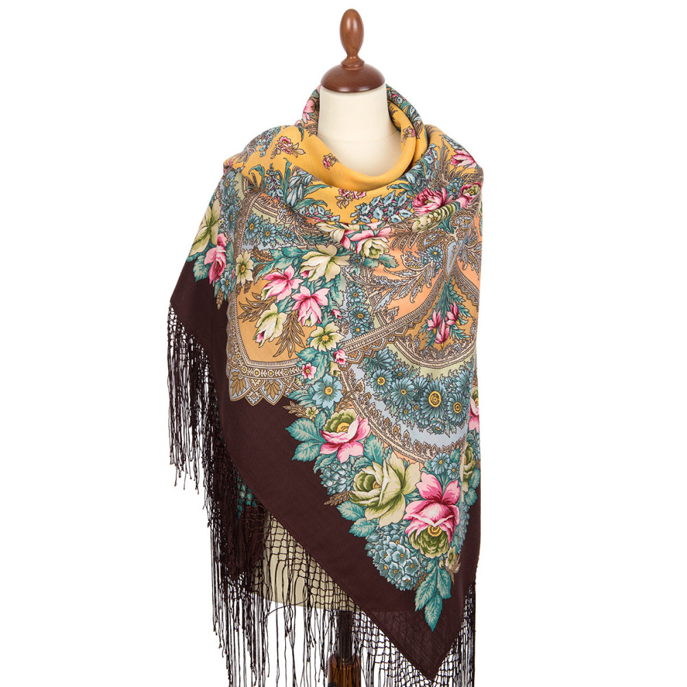 Shop Thick Woolen Fabric Shawls with Silk Fringe 148x148 cm Шаль «Июньское утро» online at Skazka.site | Eligible for fast shipping and free returns. Шаль «Июньское утро»