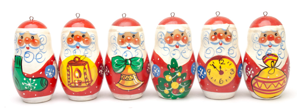 Santa Claus hand painted wooden Christmas Tree Ornaments