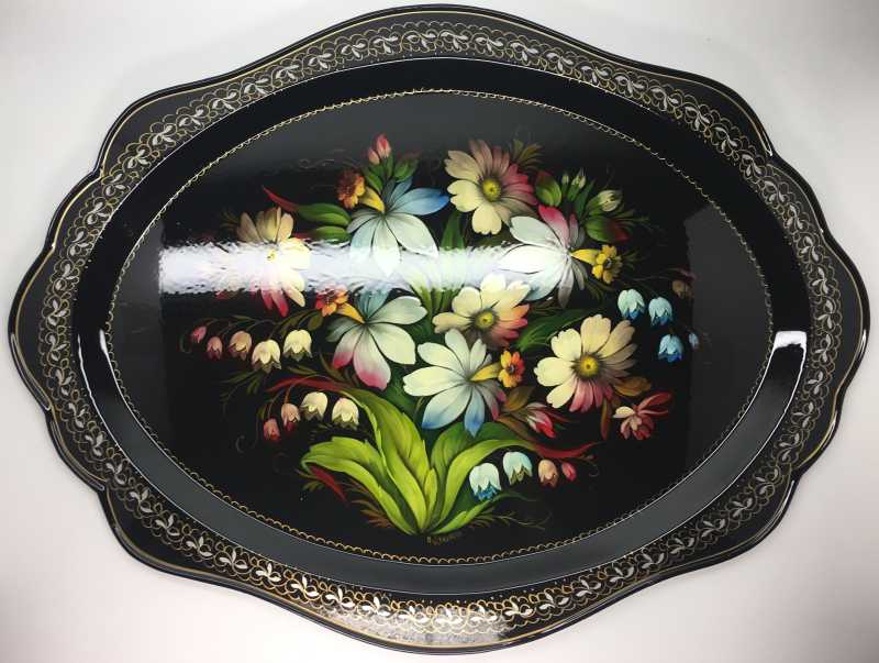 Zhostovo Hand Painted Metal Tray