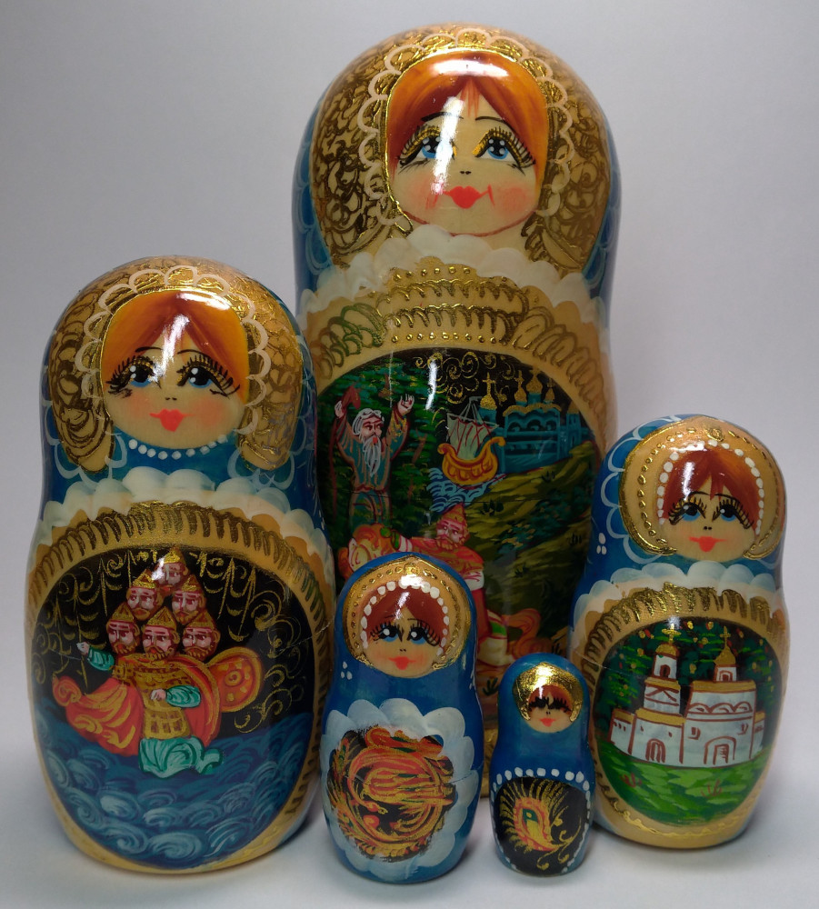 Shop Exclusive Nesting Dolls 180 mm Ruslan and Lyudmila Fairytale handpainted Wooden Matryoshka Doll 5 pcs (by Valery Crafts) online at Skazka.site | Eligible for fast shipping and free returns. 180 mm Ruslan and Lyudmila Fairytale handpainted Wooden Matryoshka Doll 5 pcs (by Valery Crafts)