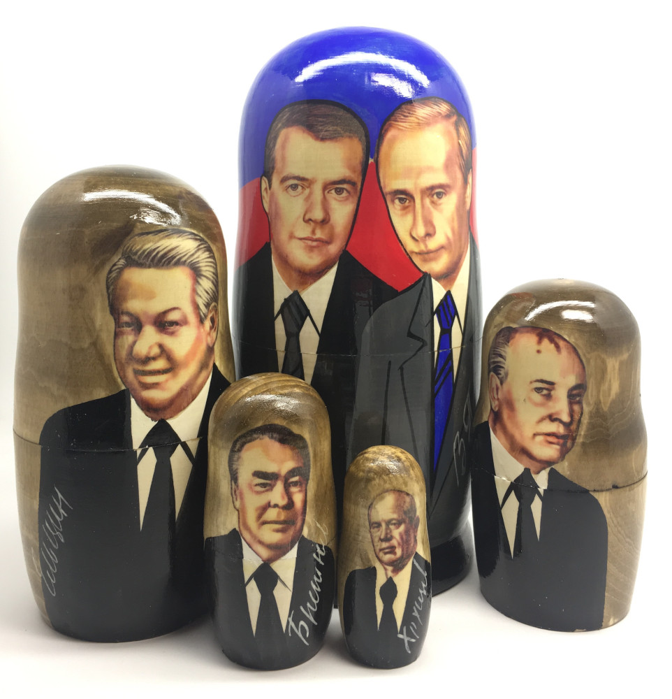 Putin and Medvedev Matryoshka Doll 5pcs Big