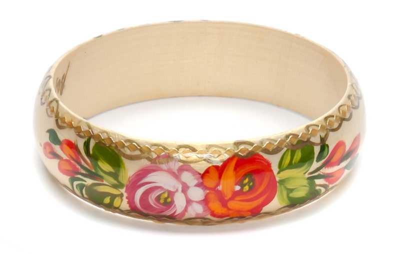 80x20 mm Zhostovo Hand Painted Bracelet (by Lada Workshop)