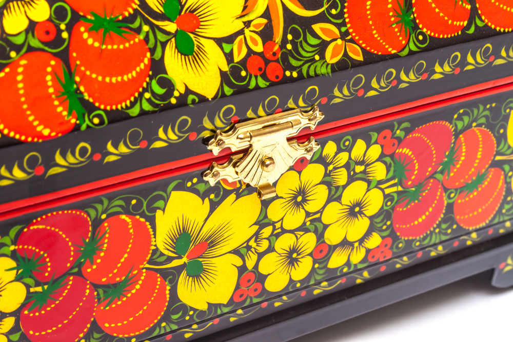 230x155 mm Khokhloma Painting Jewellery Music Wooden Box