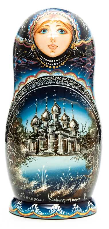 160 mm The Churches of Kizhi hand painted wooden Matryoshka doll 5 pcs (by A Studio)