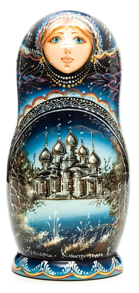 160 mm The Churches of Kizhi hand painted wooden Matryoshka doll 5 pcs (by A Studio)