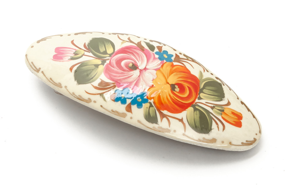 Lada Hair Clip Hand Painted Zhostovo Art