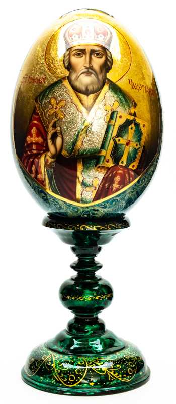 300 mm Saint Nicholas hand painted on wooden egg (by Hamlet Crafts)