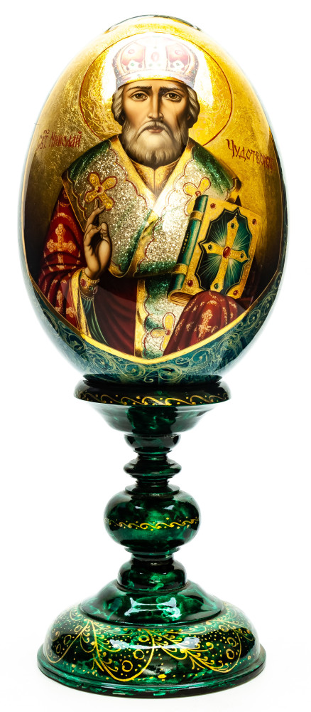 300 mm Saint Nicholas hand painted on wooden egg (by Hamlet Crafts)