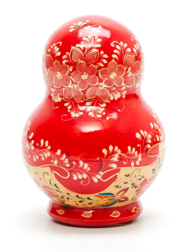 120 mm Flowers hand painted on Wooden Matryoshka round doll 10 pcs (by Skazka)