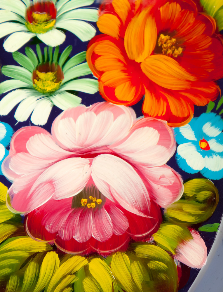 165x255 mm Zhostovo Patterns hand painted and lacquered Metal Forged Violet Tray (by Lada Crafts)
