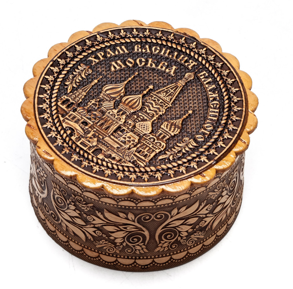 d 65 mm Saint Basil Cathedral hand made Birchbark Jewelry Box (by Maxim Birch)