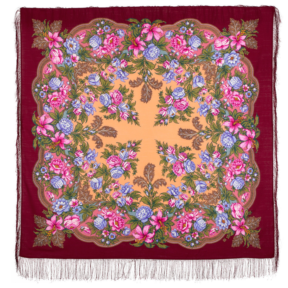 Shop Woolen Scarves with Silk Fringe 146x146 cm Платок «Пленительный июль» online at Skazka.site | Eligible for fast shipping and free returns. Платок «Пленительный июль»