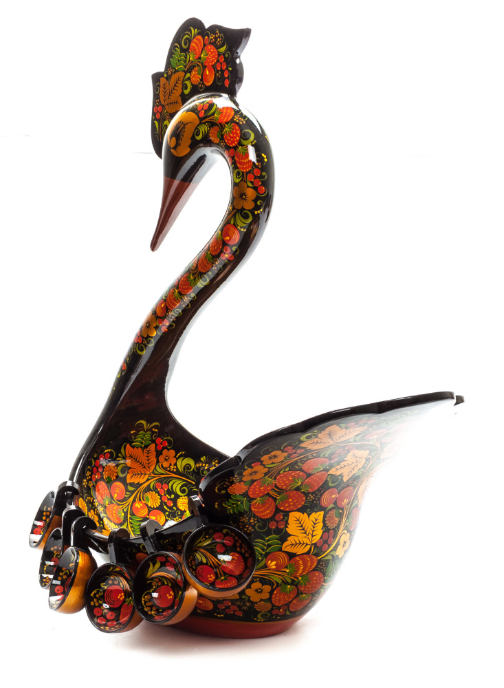 225x360 mm Duck Khokhloma hand painted wooden Ladle for Wine with small Ladles