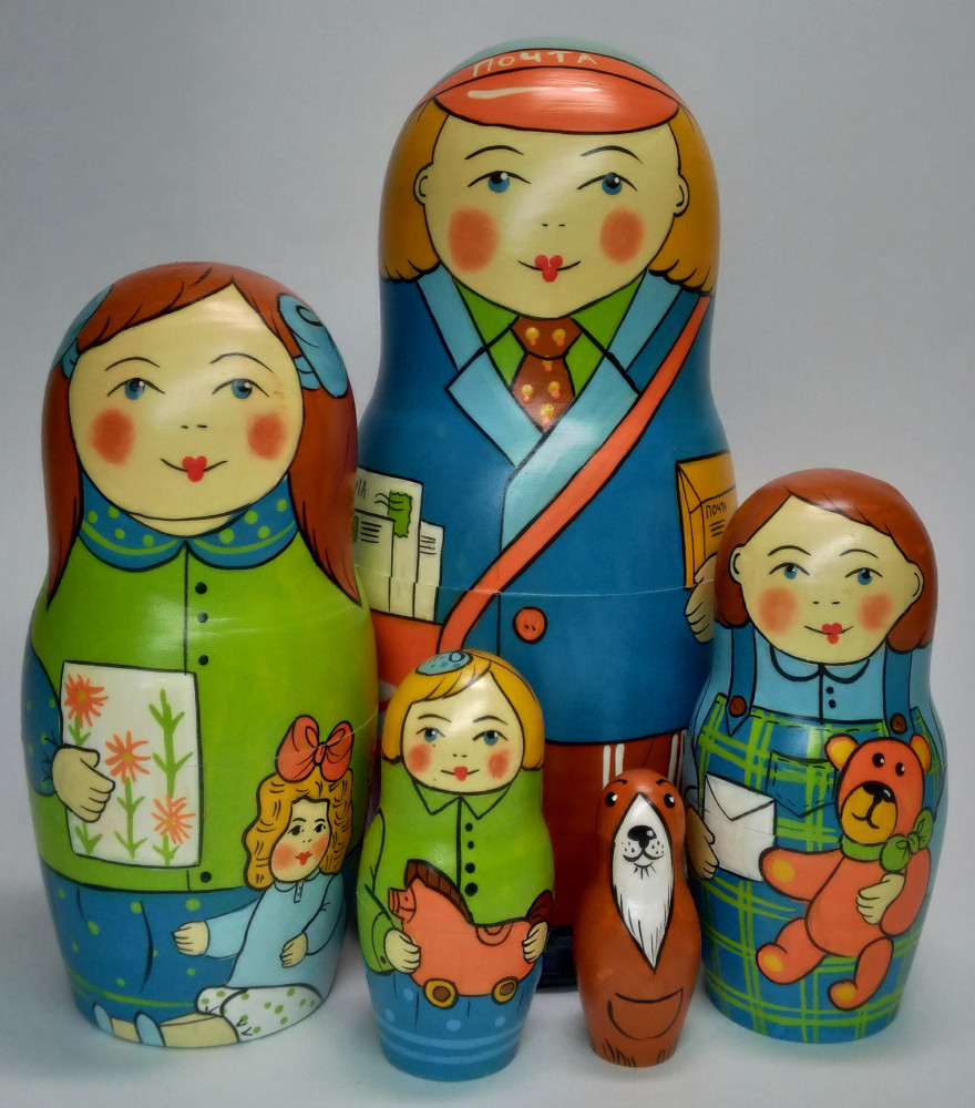 Shop Exclusive Nesting Dolls 160 mm Postman hand painted Traditional Russian Wooden Matryoshka doll 5 pcs (by Igor Malyutin) online at Skazka.site | Eligible for fast shipping and free returns. 160 mm Postman hand painted Traditional Russian Wooden Matryoshka doll 5 pcs (by Igor Malyutin)