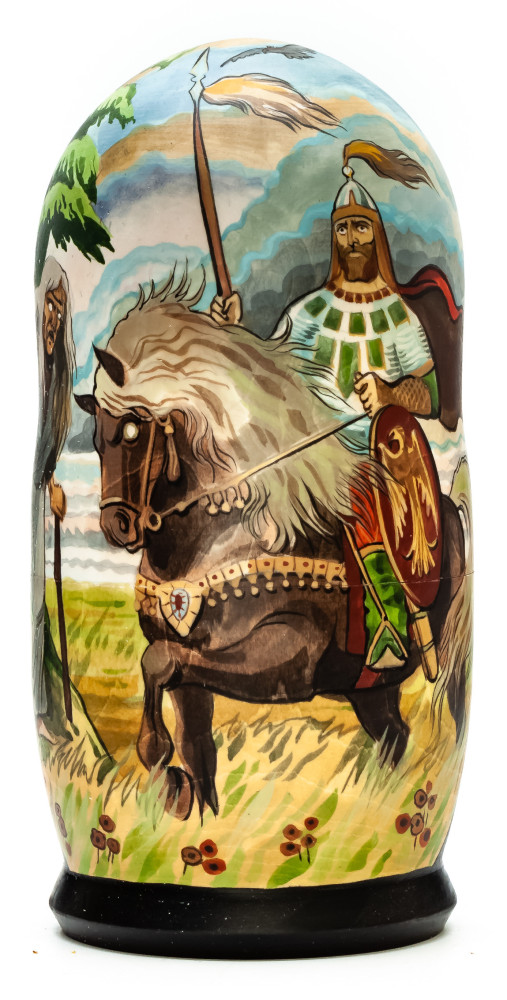 180 mm Bogatyr hand painted on wooden Matryoshka doll 5 pcs (by Alexander Famous Paintings Studio)