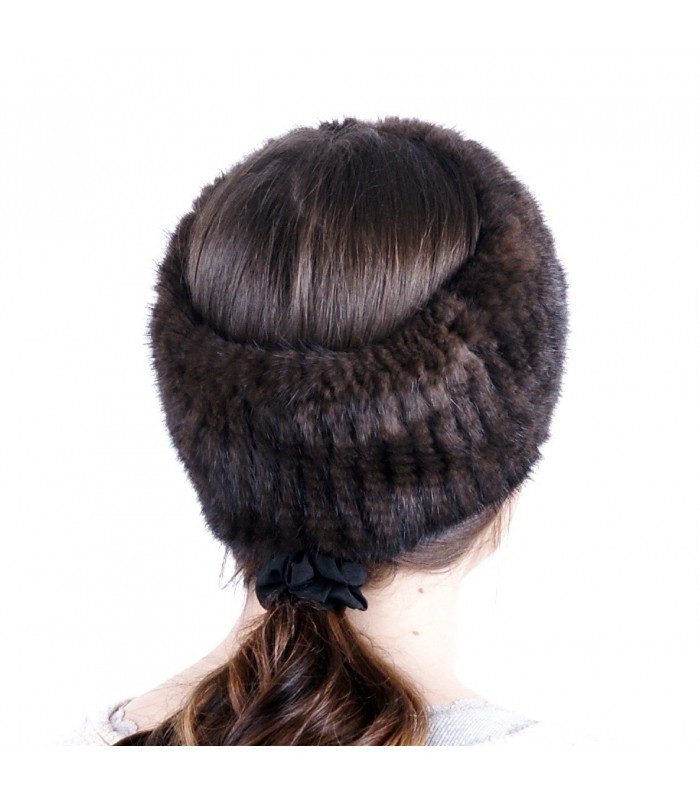 Mahagony Knitted Mink Fur Headband
