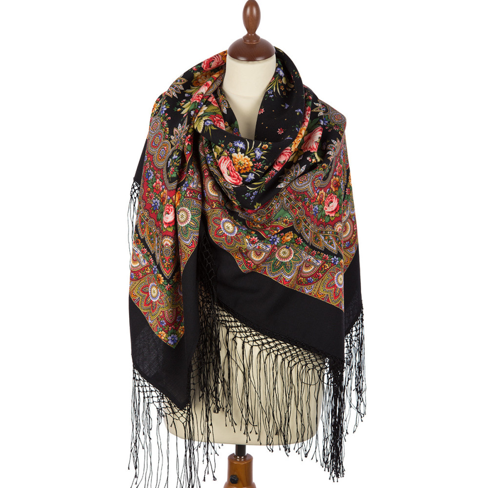 Shop Thick Woolen Fabric Shawls with Silk Fringe 148x148 cm Шаль «Славянка» online at Skazka.site | Eligible for fast shipping and free returns. Шаль «Славянка»