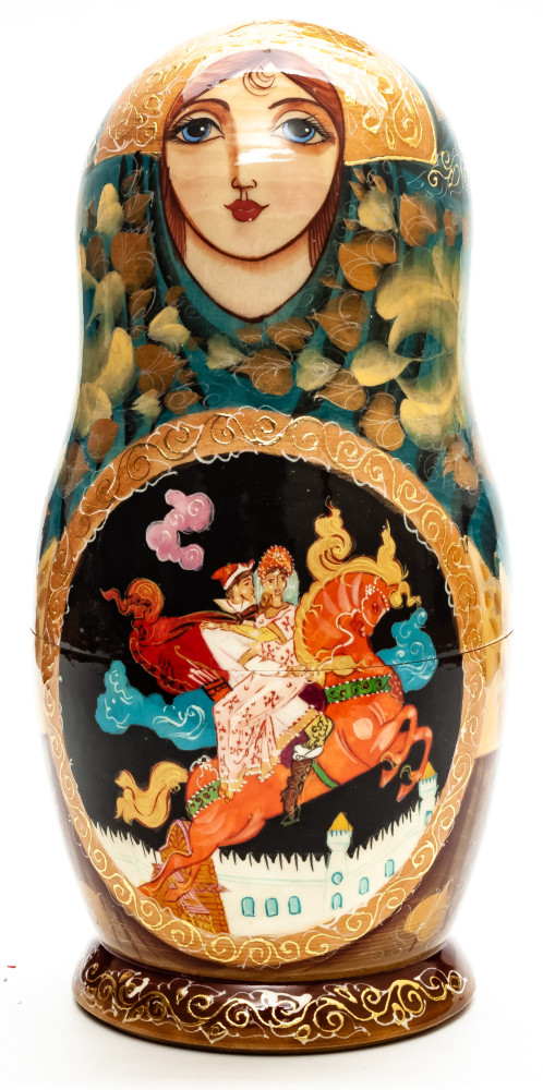 220mm Russian Fairytale hand painted Matryoshka round Doll 5pcs (by Golden Cockerel)