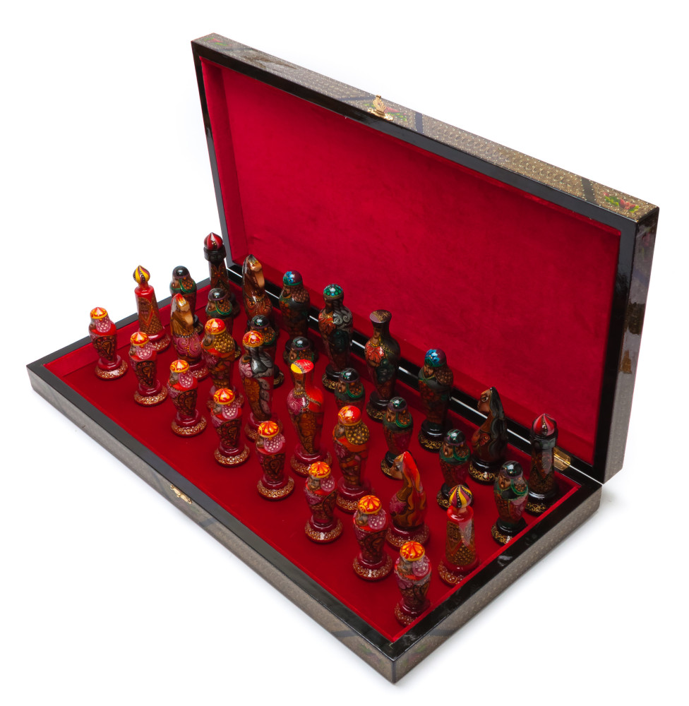 540x540 mm Medieval Russian Army handpainted figures on wooden Chess Board (by Fyodor Chess Studio)