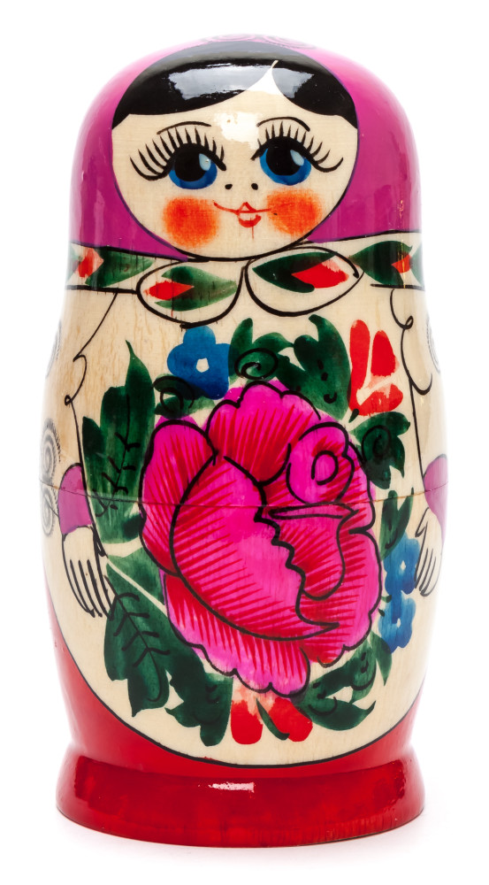 130 mm Pink Head Semenovskaya Hand Painted wooden Russian Matryoshka Nesting Doll 6 pcs inside (by Ivan Studio)