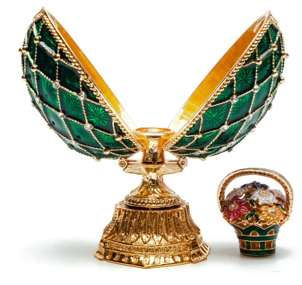 90 mm Green Double Lattice Easter Egg with the Basket