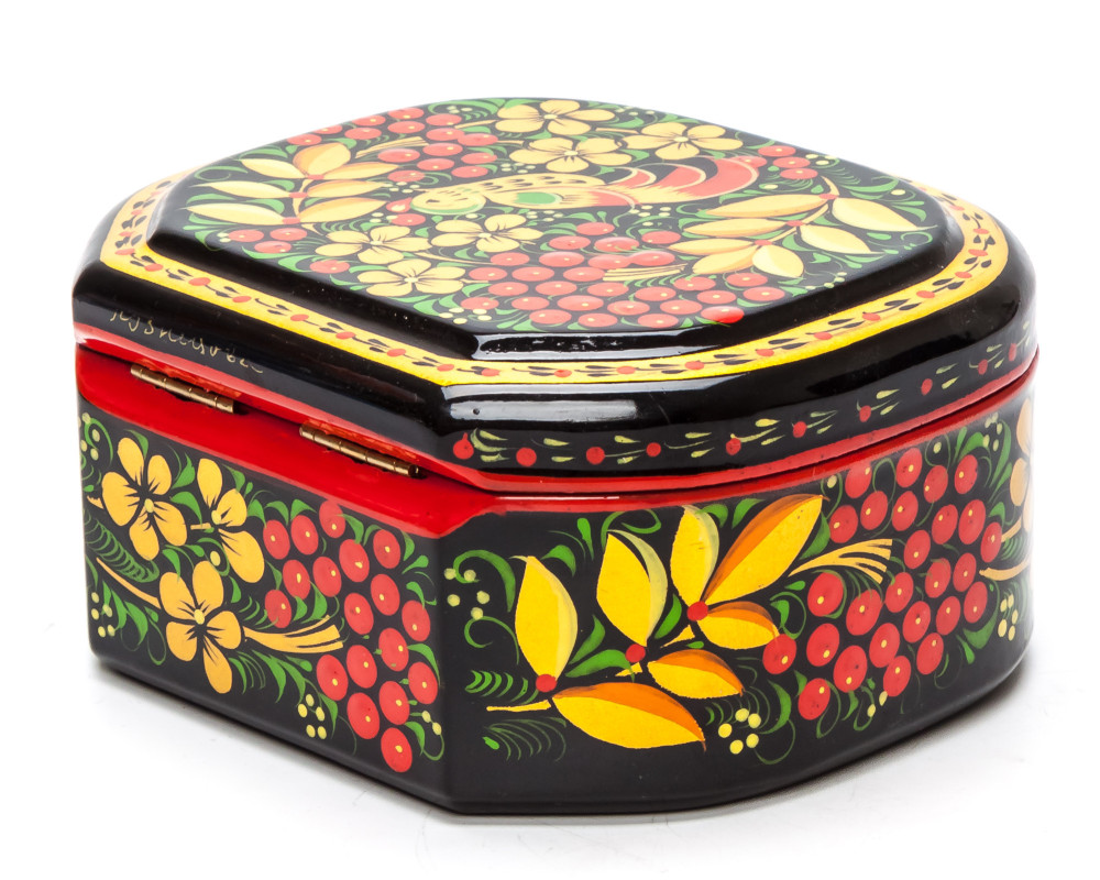 120x100 mm Khokhloma Painting Jewellery Wooden Box