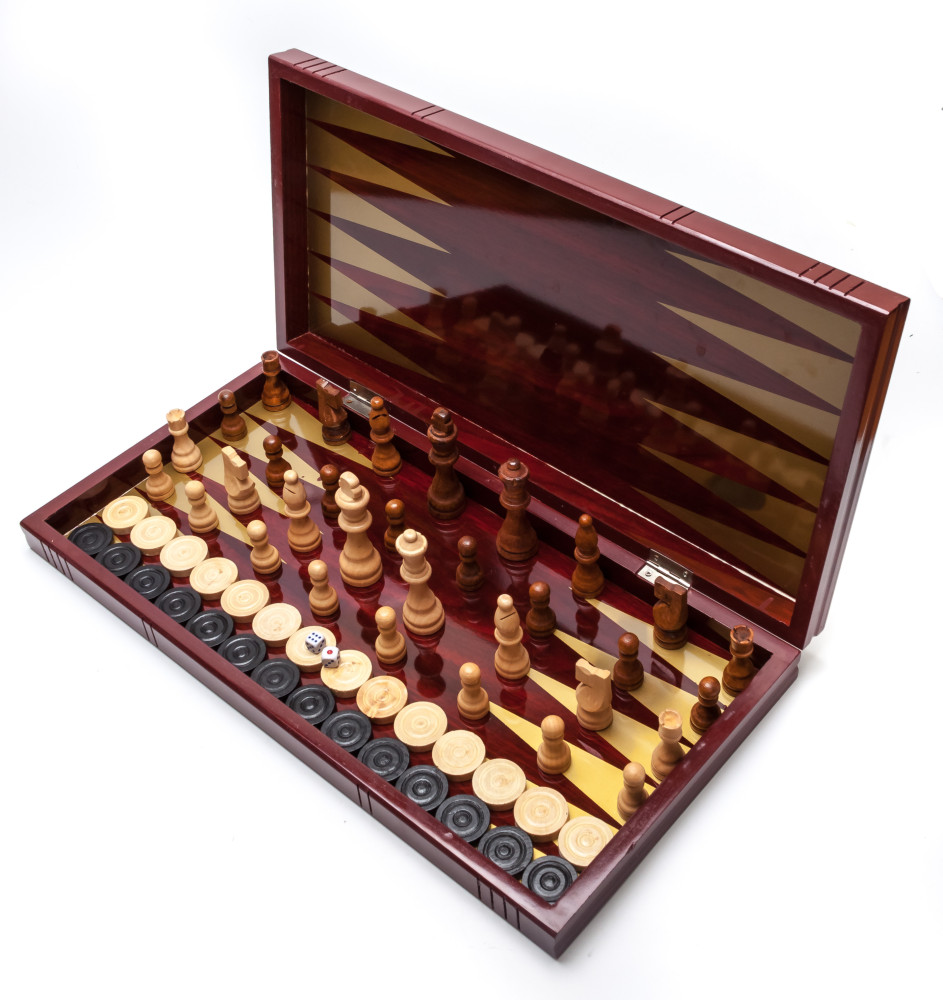 480x480 mm Hand Carved Chess Pieces on Polished Wood Board Box (by Fyodor Chess Workshop)
