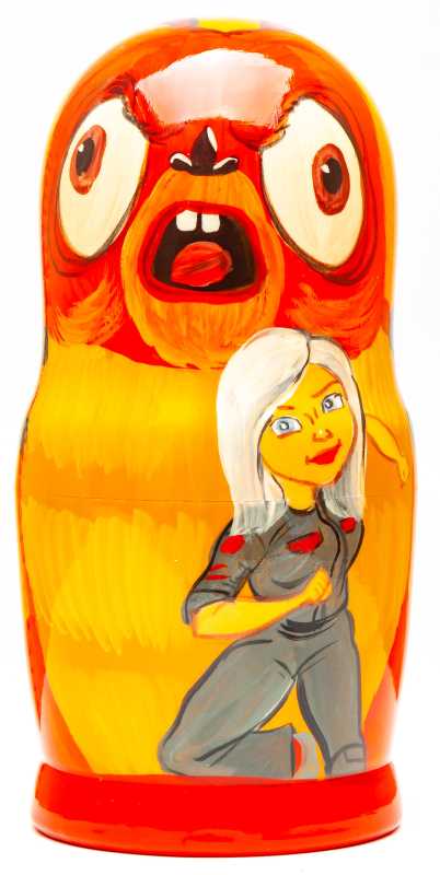 180mm Monsters vs. Aliens Hand Painted Matryoshka Doll 5 pcs (by Konstantin Studio)