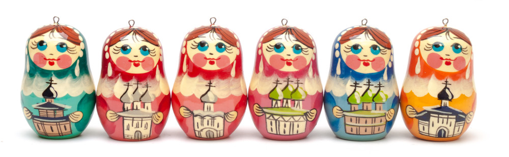220x70 mm Russian Christmas Tree Ornaments set of 6 pcs (by Andrey Studio)