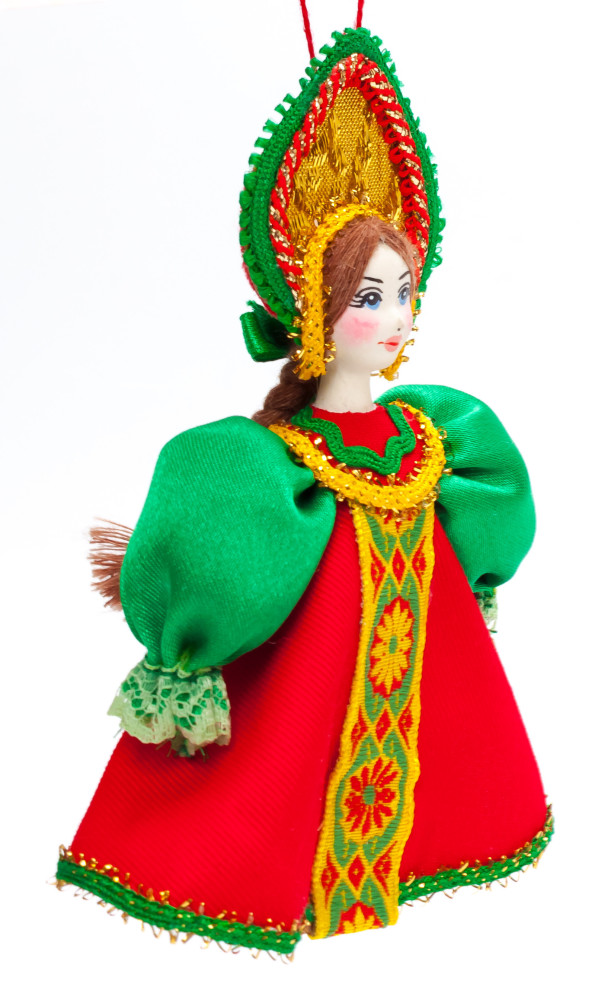 Porcelain Doll in a Russian Dress and Kokoshnik - 5.5 Inches (by Le Russe)