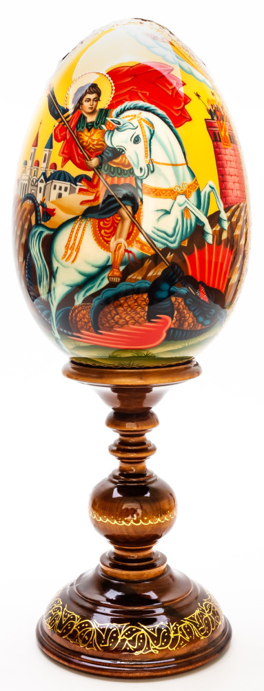 420 mm Saint George hand painted on wooden egg (by Hamlet Crafts)