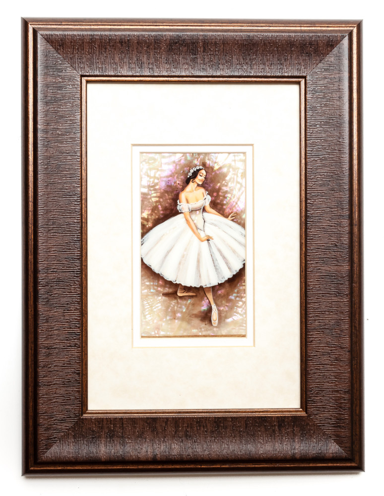 210x285 mm Ballerina hand painted on Nacre Fedoscino painting (by Tatiana Fedoscino Arts)