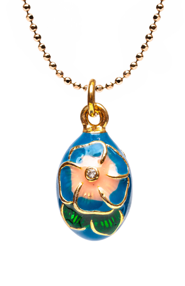 Flower Blue Egg Pendant