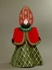Russian Girl hand made Porcelain Doll in a National Dress and Kokoshnik - 11 Inches (by Le Russe)