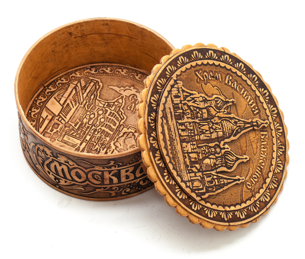  d 80 mm Saint Basil Cathedral hand made Birchbark Jewelry Box (by Maxim Birch)