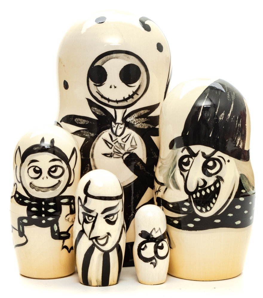 180mm Tim Burton's The Nightmare Before Christmas Hand Painted Matryoshka Doll 5 pcs (by Konstantin Studio)