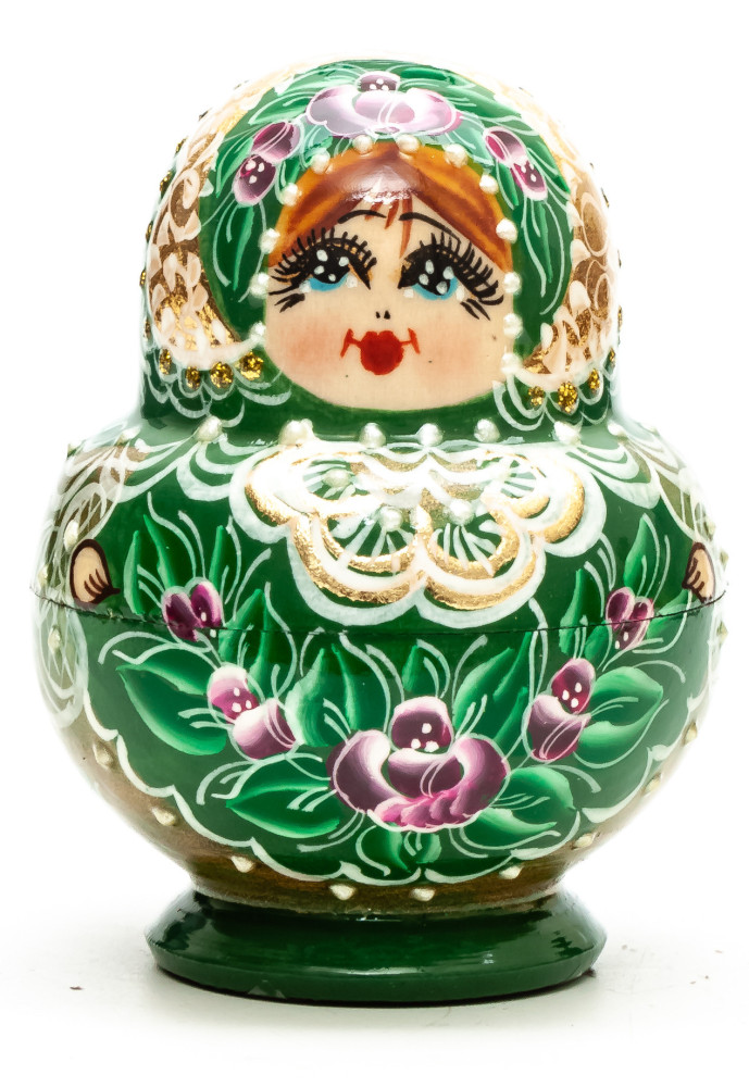80 mm Flowers hand painted on Wooden Matryoshka doll 5 pcs (by Skazka)