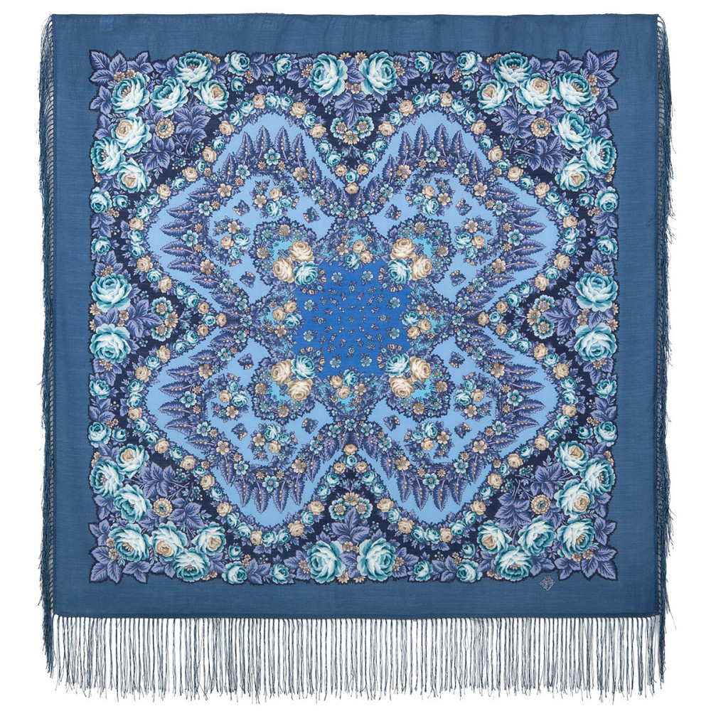 Shop Woolen Scarves with Silk Fringe 89x89 cm The Night is Bright Pavlovo Posad Woolen Scarf with Silk Fringe, drawing: 1837, drawing author: Zhukova Elena online at Skazka.site | Eligible for fast shipping and free returns. The Night is Bright Pavlovo Posad Woolen Scarf with Silk Fringe, drawing: 1837, drawing author: Zhukova Elena