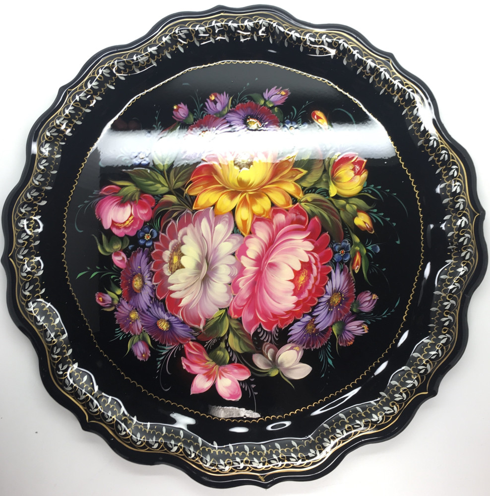 Zhostovo Hand Painted Metal Tray