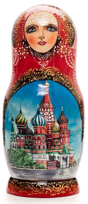 200 mm Moscow Snt Basil Cathedral hand painted wooden Matryoshka doll 5 pcs (by Trifonov Studio)