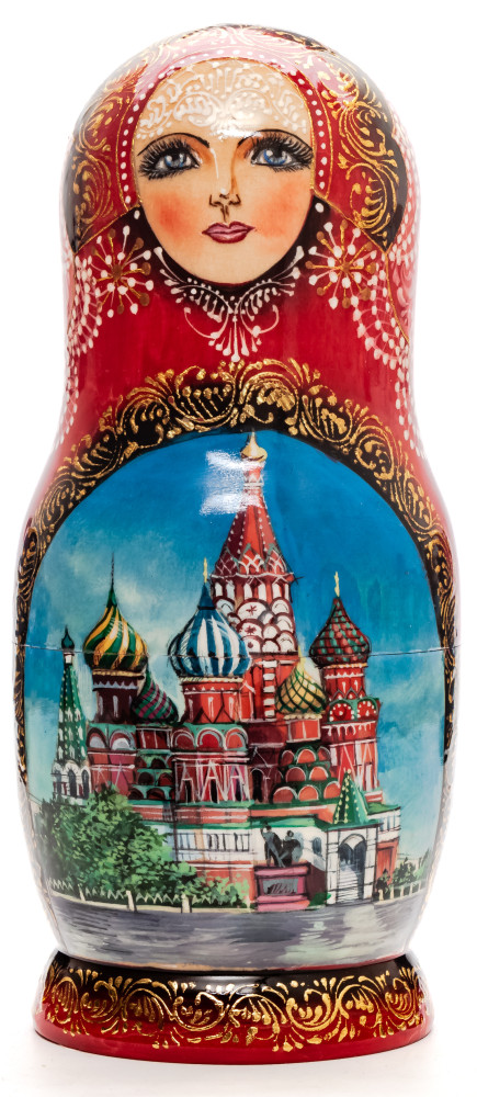 200 mm Moscow Snt Basil Cathedral hand painted wooden Matryoshka doll 5 pcs (by Trifonov Studio)