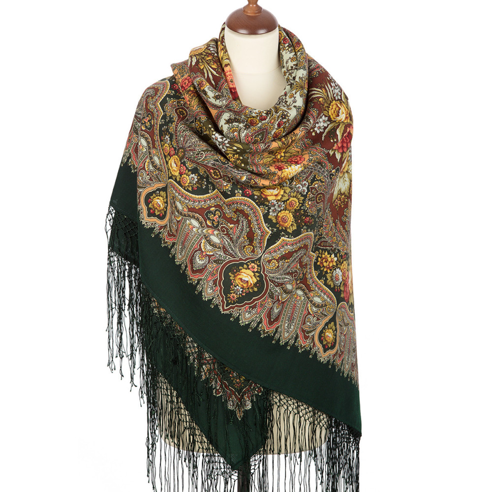 Shop Thick Woolen Fabric Shawls with Silk Fringe 148x148 cm Шаль «Миндаль» online at Skazka.site | Eligible for fast shipping and free returns. Шаль «Миндаль»