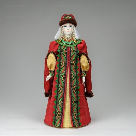 Russian Princess hand made Porcelain Doll in a Fur Hat - 11 Inches (by Le Russe)