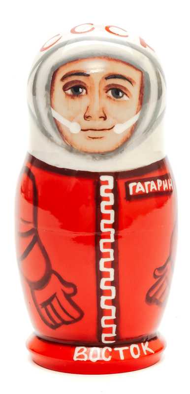 110 mm Yuri Gagarin hand painted on wooden Matryoshka doll 5pcs (by A Studio)