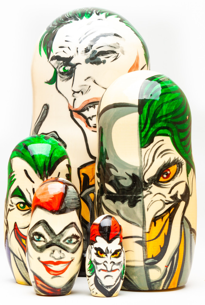 180mm Joker Hand Painted Matryoshka Doll 5 pcs (by Konstantin Studio)