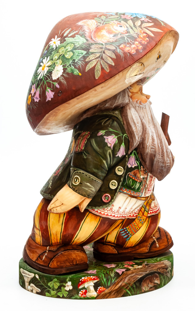 300 mm Mushroom hand painted Wooden Statue (by Karpova Nadezda)