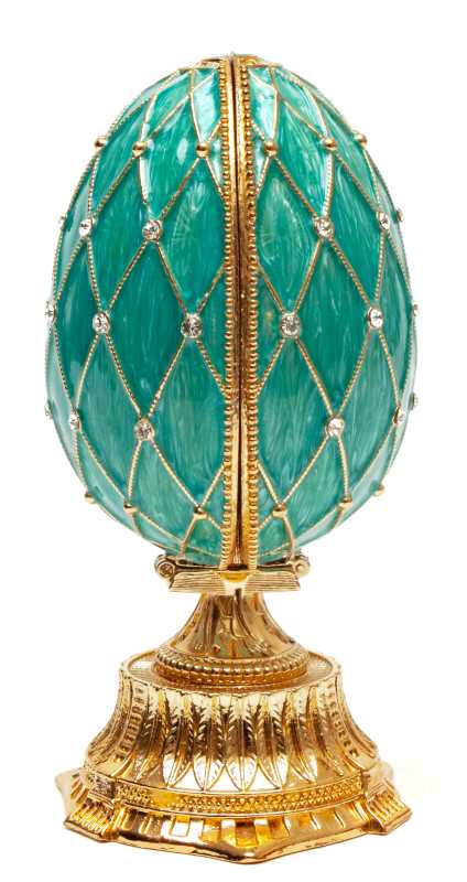 115 mm The Saint Basil Cathedral Light Blue Easter Egg with the Figure inside