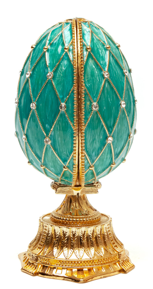 115 mm The Saint Basil Cathedral Light Blue Easter Egg with the Figure inside