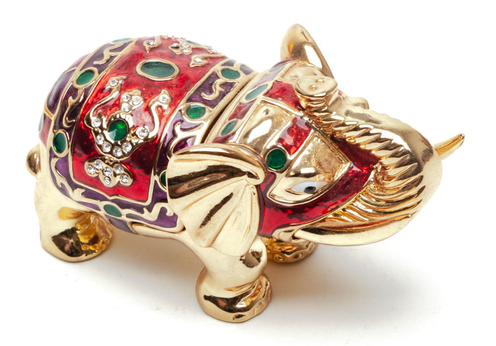 45 mm Elephant with the Stones Red Jewellery Box