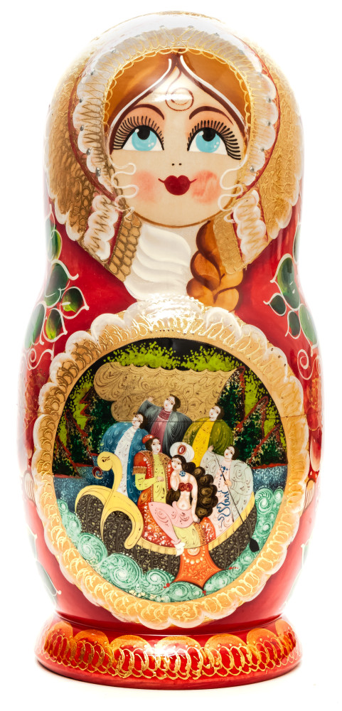 370 mm Russian Fairy Tale hand painted wooden Matryoshka Nesting Doll 20 pcs (by Valery Studio)